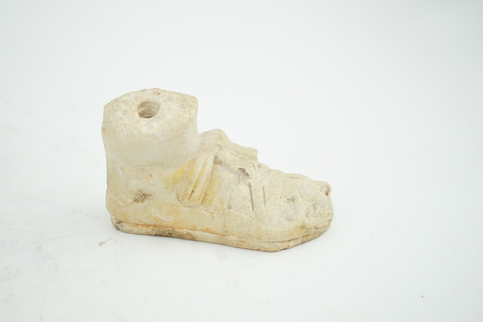 A Roman carved marble model of a sandalled foot